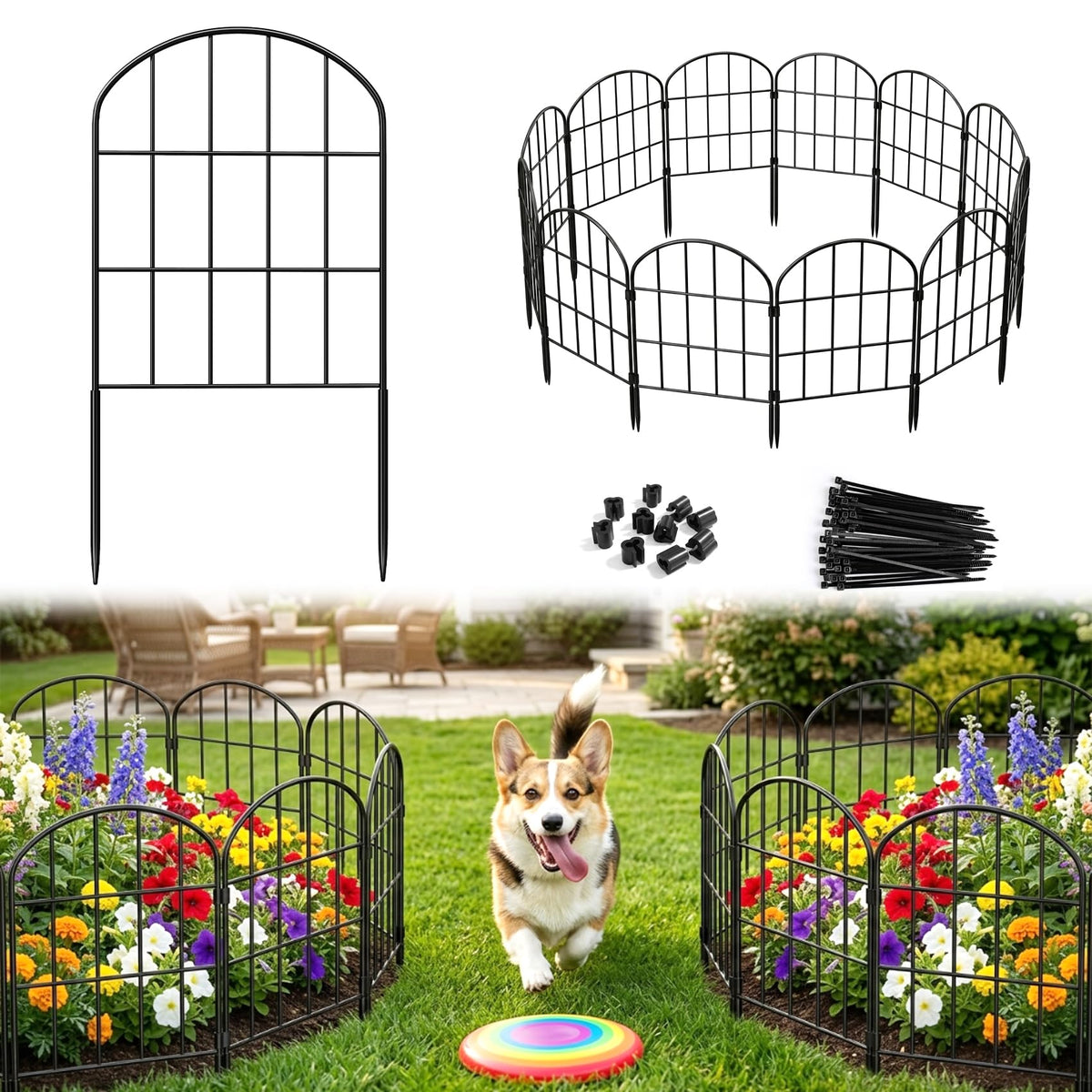 Ticanros garden fence panel assembly for quick boundary setup and decoration.