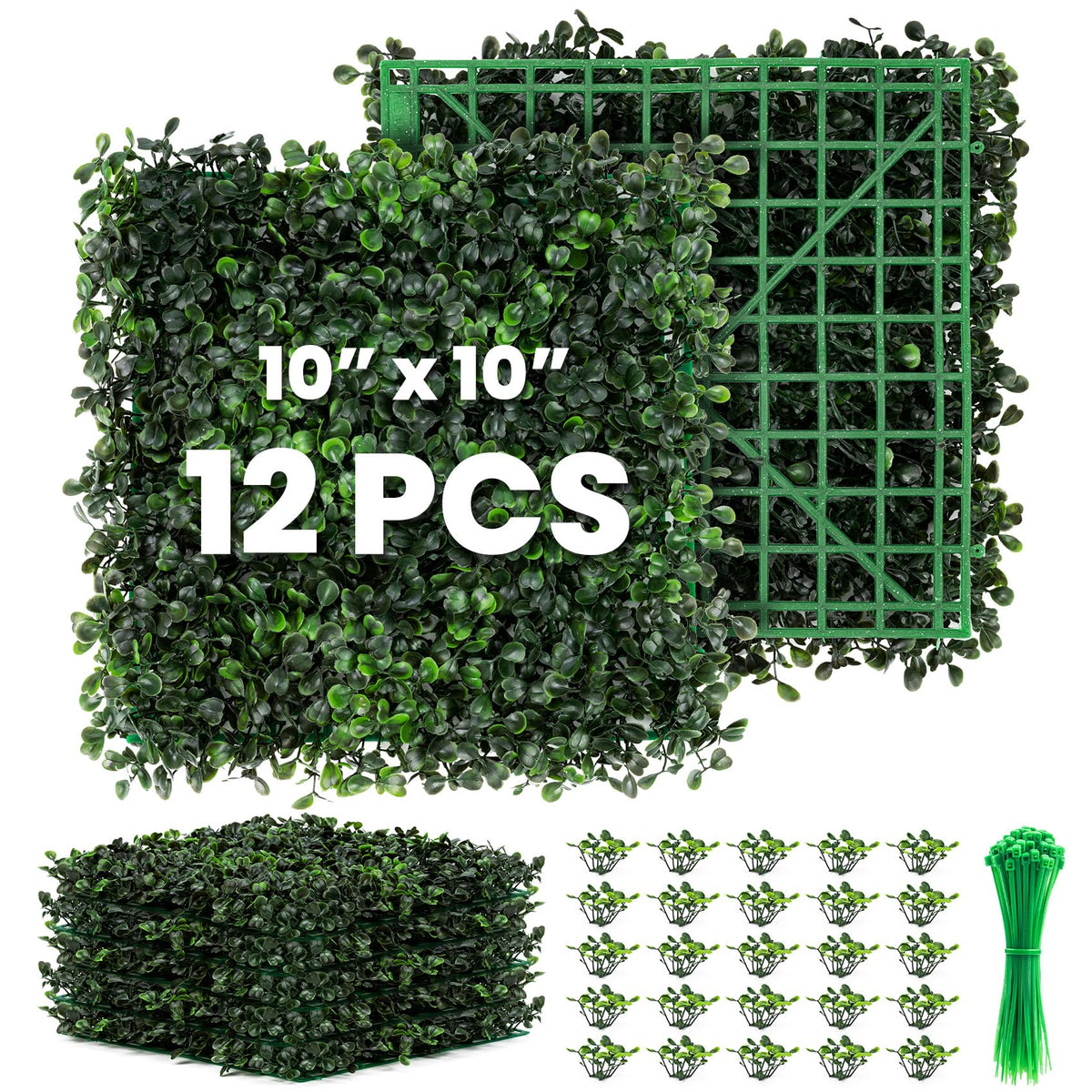Ticanros grass wall 12-pack front view shows lush private greenery backdrop