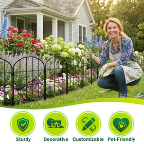 Ticanros outdoor fence border creates defined yard edges with decorative appeal.