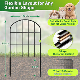 Ticanros rustproof metal finish resists weather on outdoor fencing.