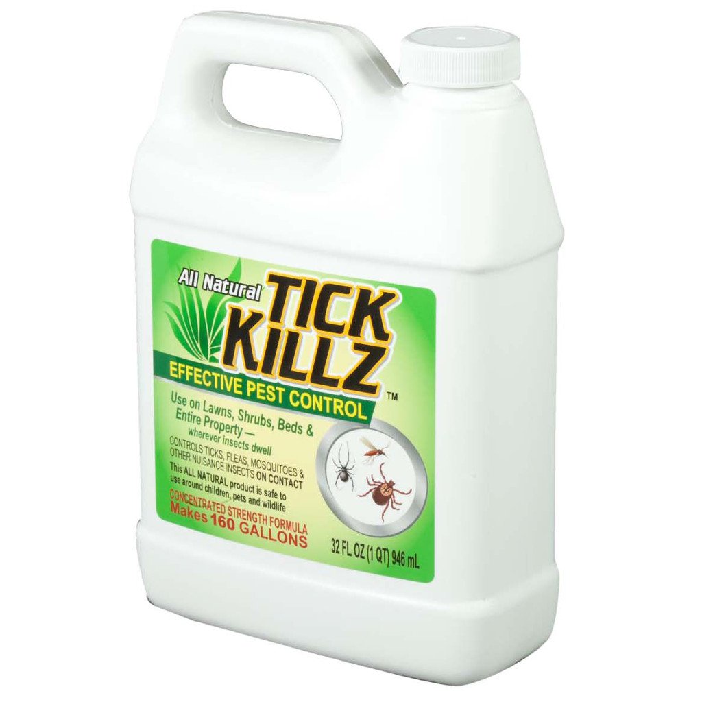Tick Killz concentrate bottle ready for outdoor tick and mosquito control.