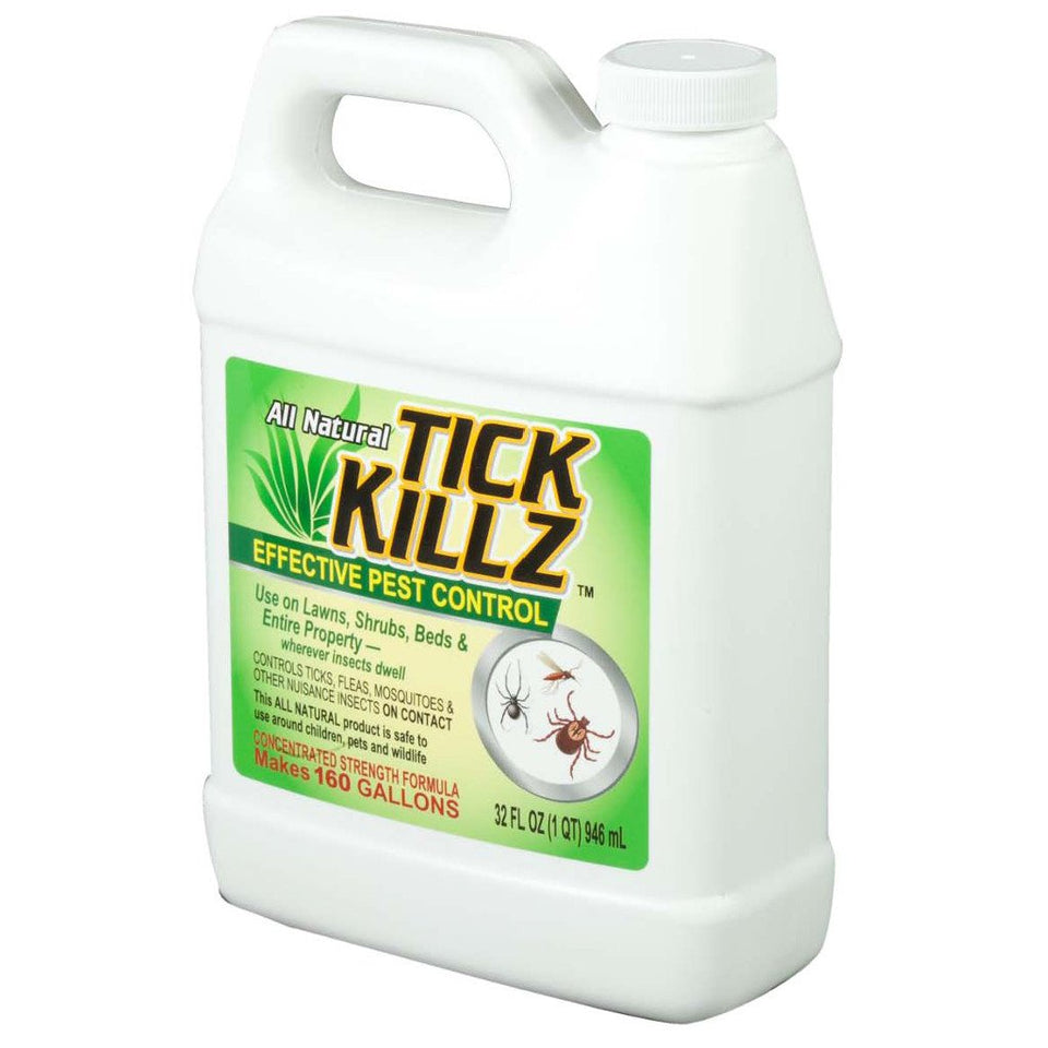 Tick Killz concentrate bottle ready for outdoor tick and mosquito control.