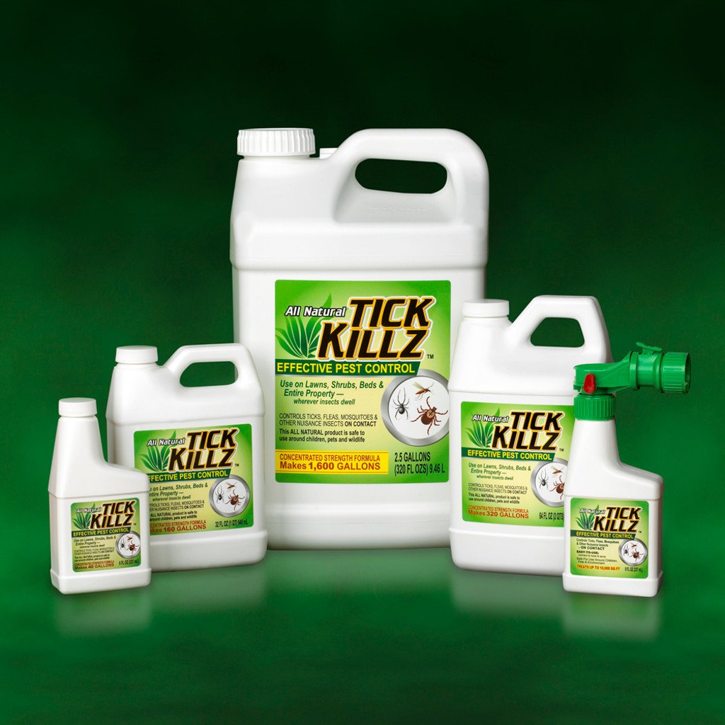 Tick Killz applied around property perimeter helps deter ticks and gnats.