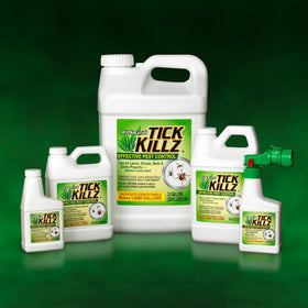Tick Killz applied around property perimeter helps deter ticks and gnats.