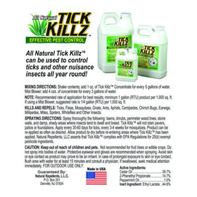 Tick Killz spray application across shrubs and beds for outdoor protection.