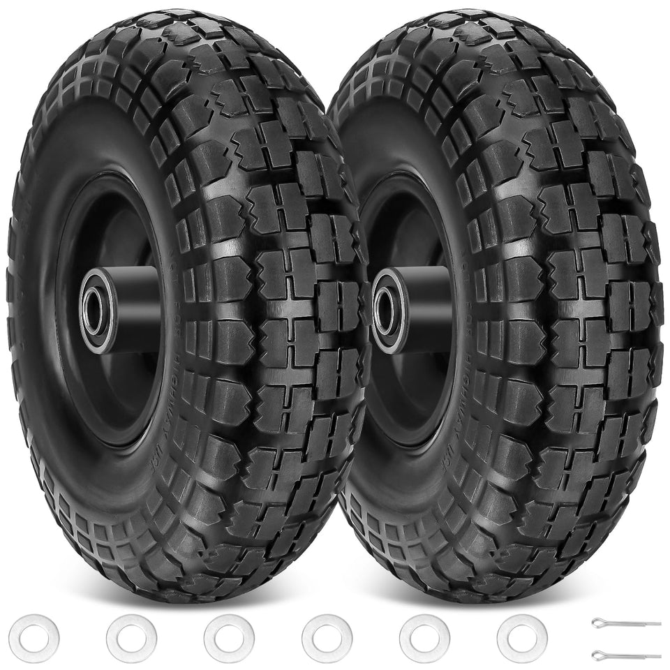 TICONN 10-inch solid tire in black for rugged carts and heavy loads.