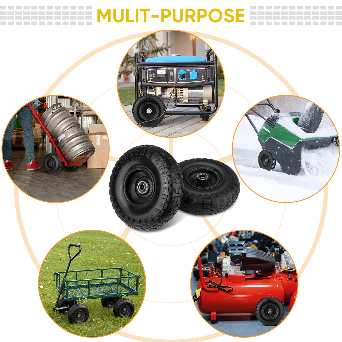 TICONN solid tires deliver reliable performance while transporting tools.