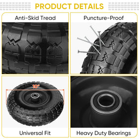 TICONN 410-350-4-inch flat-free wheels provide reliable outdoor mobility.