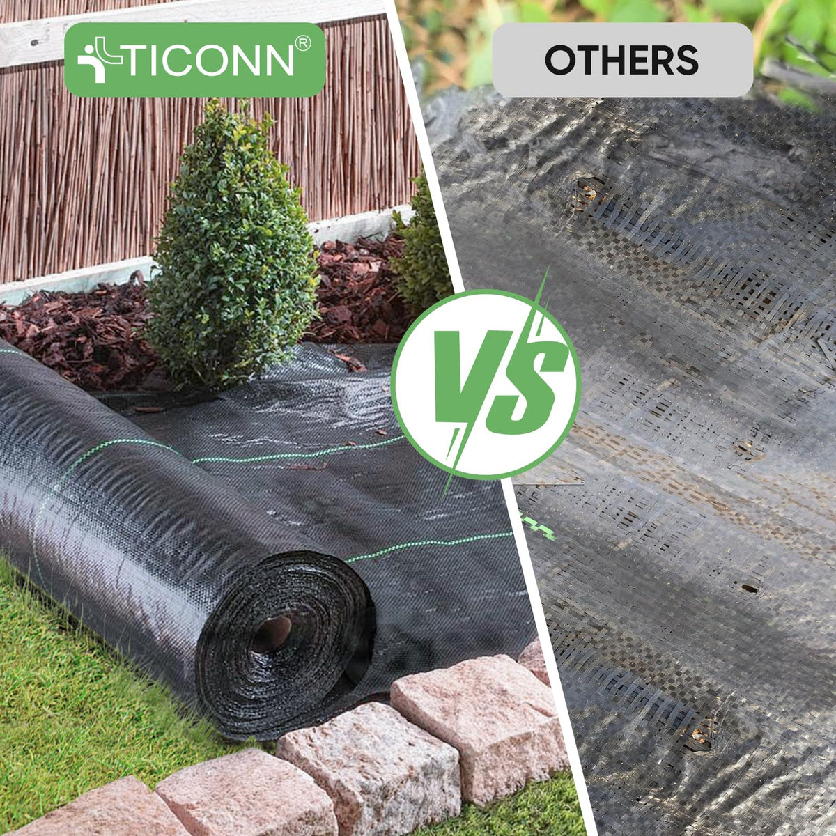 TICONN green-striped barrier helps orderly planting layouts.