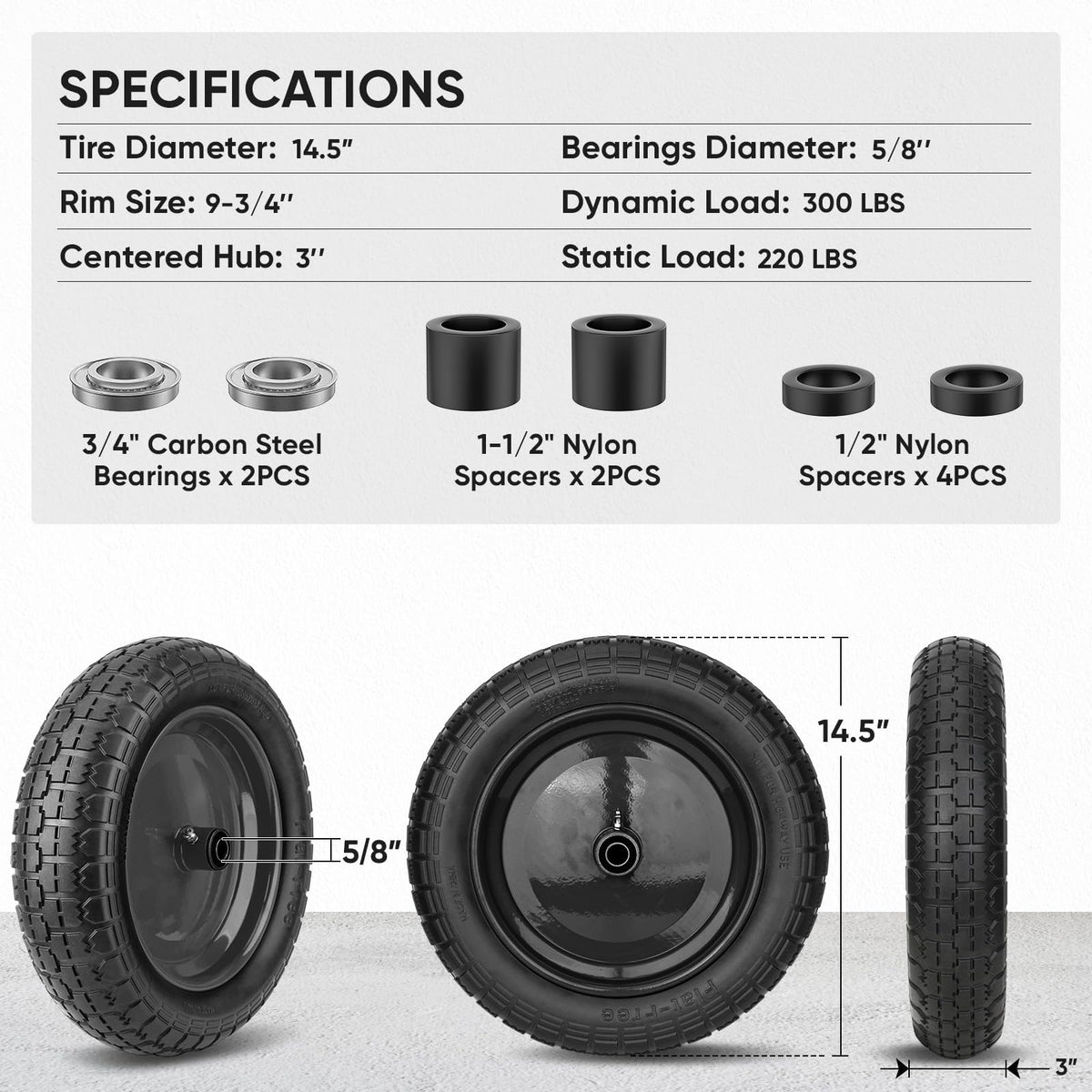 Adapter kit included with bearings and spacers for flexible installation.