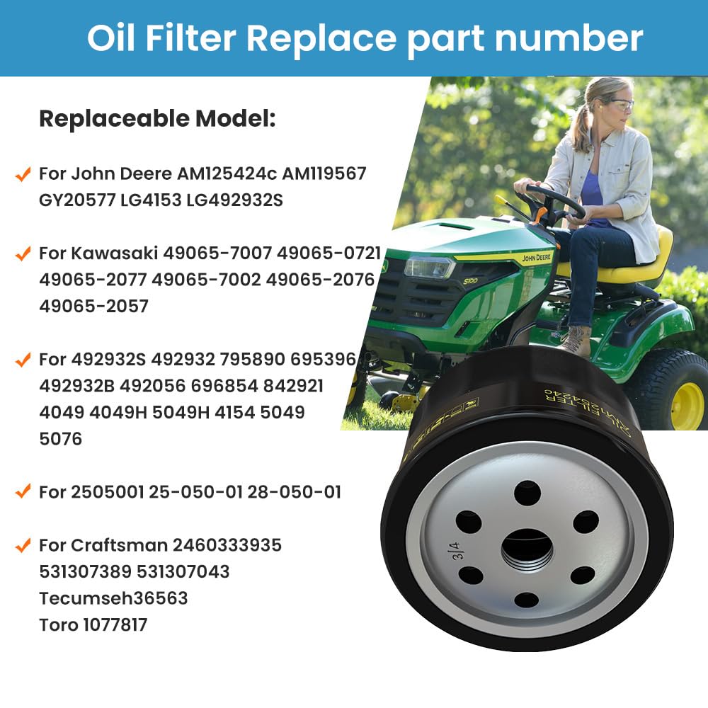 TidiRob AM125424 oil filter for Kawasaki compatibility and versatile fit.