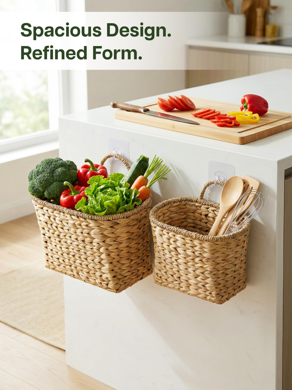 Tidita wall basket kitchen organization keeps produce and essentials within reach.