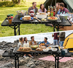 Tidolo table on beach or campsite ready for meals and prep