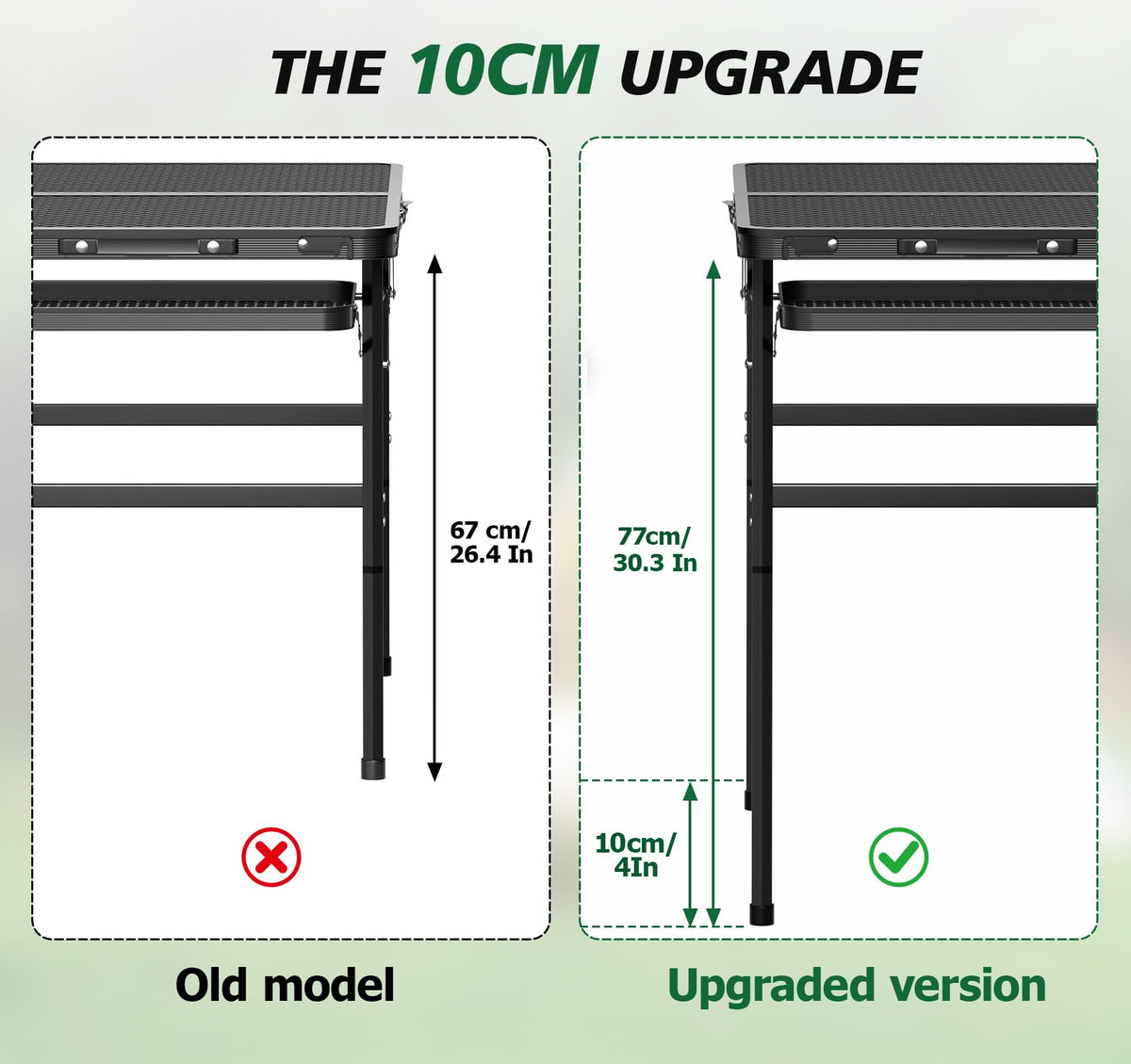 Tidolo folding grill table folded to compact profile for easy transport