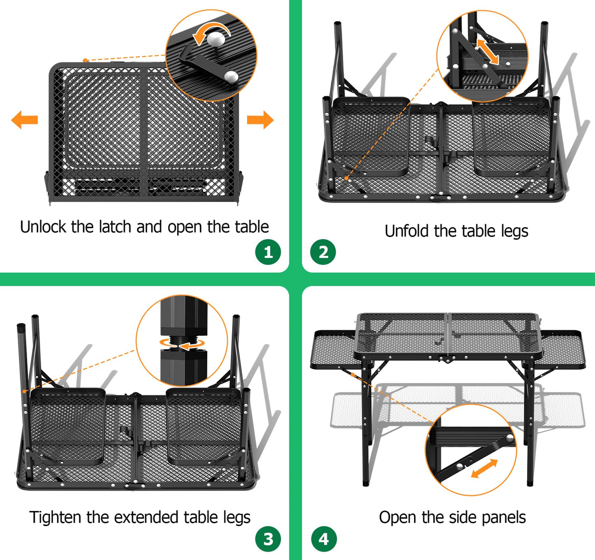 Tidolo picnic dining setup using folding grill table for meals