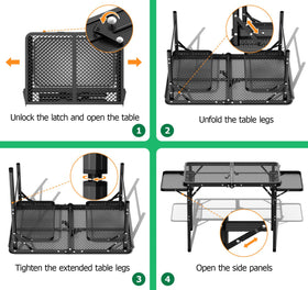 Tidolo picnic dining setup using folding grill table for meals