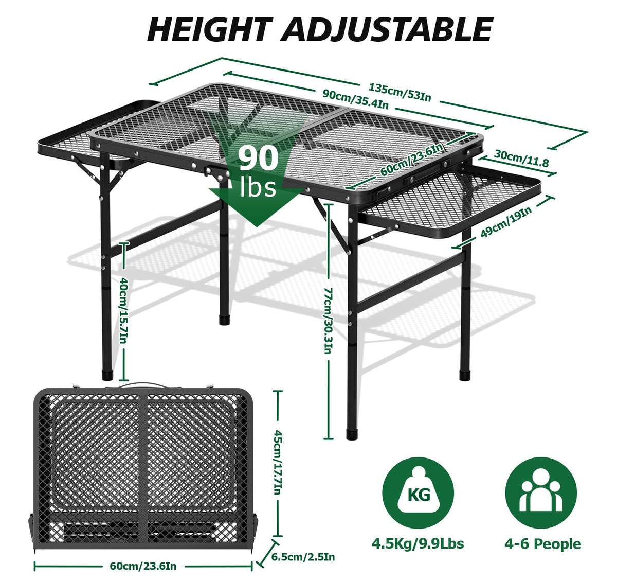 Tidolo table with side desktops expanded for extra prep space outdoors