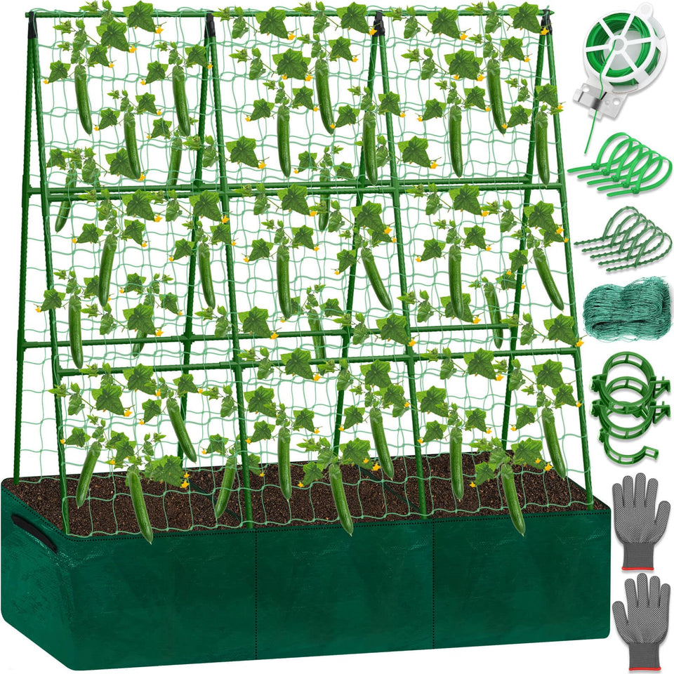 Tidponra cucumber trellis A-frame 50x54 inches supporting climbing vegetables