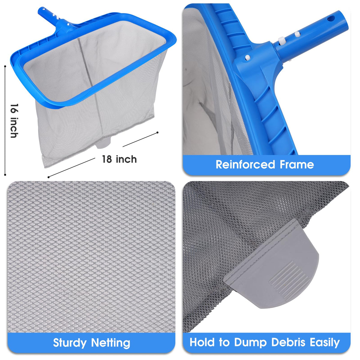 TidyMister 18-inch pool brush head cleans walls and corners