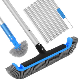 TidyMister 2-in-1 pool brush with adjustable pole for versatile cleaning reach.