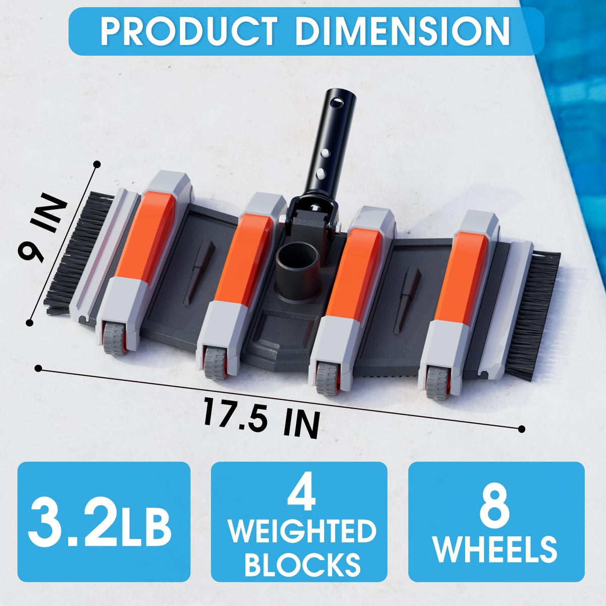 TidyMister 3-2lb counterweight improves suction efficiency during cleaning