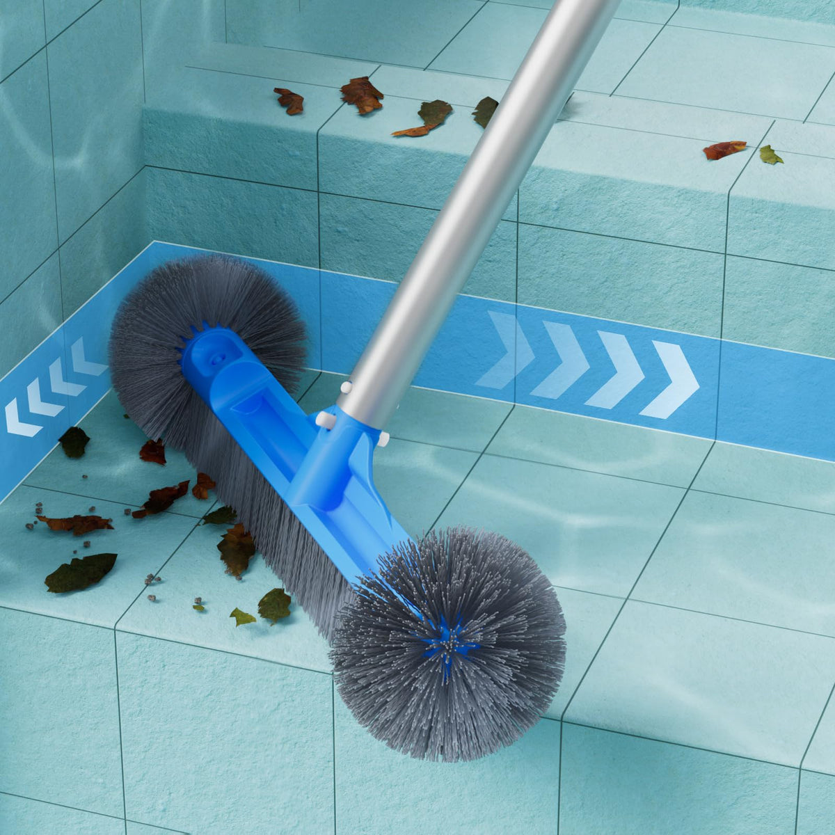 TidyMister brush with side-wavy bristles for stubborn stain removal.