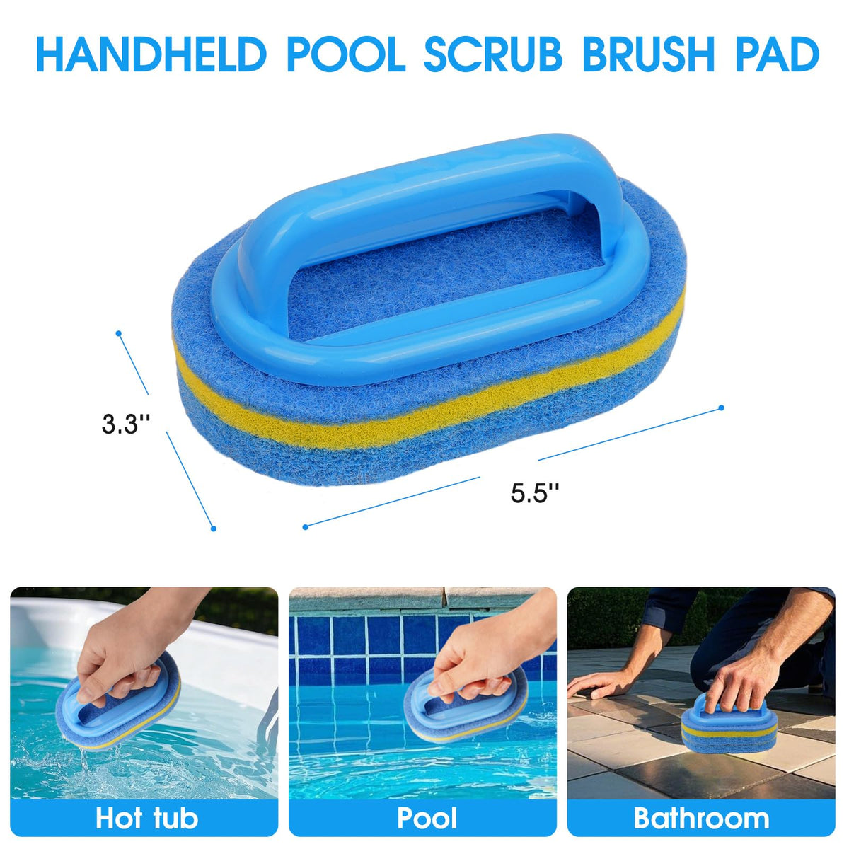 TidyMister handheld scrubber cleaning the pool water line