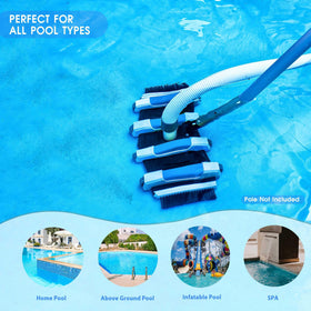 TidyMister handle compatible with one-and-a-quarter-inch pool pole for flexibility.