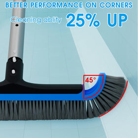 Heavy-duty brush ends extend to reach narrow corners on pools.