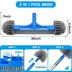 TidyMister pool brush extra side head targeting corners with precision