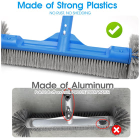 TidyMister pool brush ezclip-connection enables easy, finger-safe pole attachment.