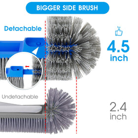 TidyMister pool brush side-bristles target edges for thorough corner scrubbing.