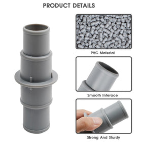 Tidymister pool hose adapter 2-pack includes two connectors and four buckles.