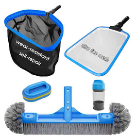 TidyMister repairable pool net shown in use, emphasizing durability and debris removal