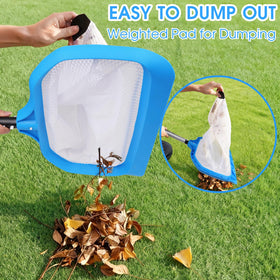 TidyMister pool skimmer demonstrates compatibility with standard 1-1/4 inch poles.