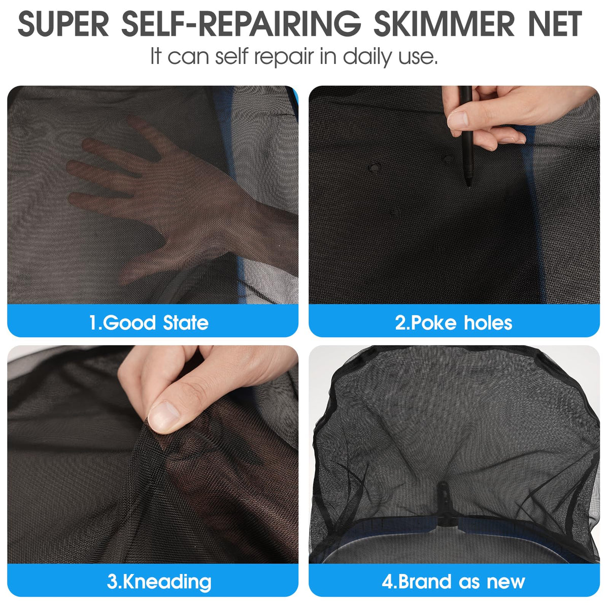 TidyMister pool net rake aluminum frame provides strong support