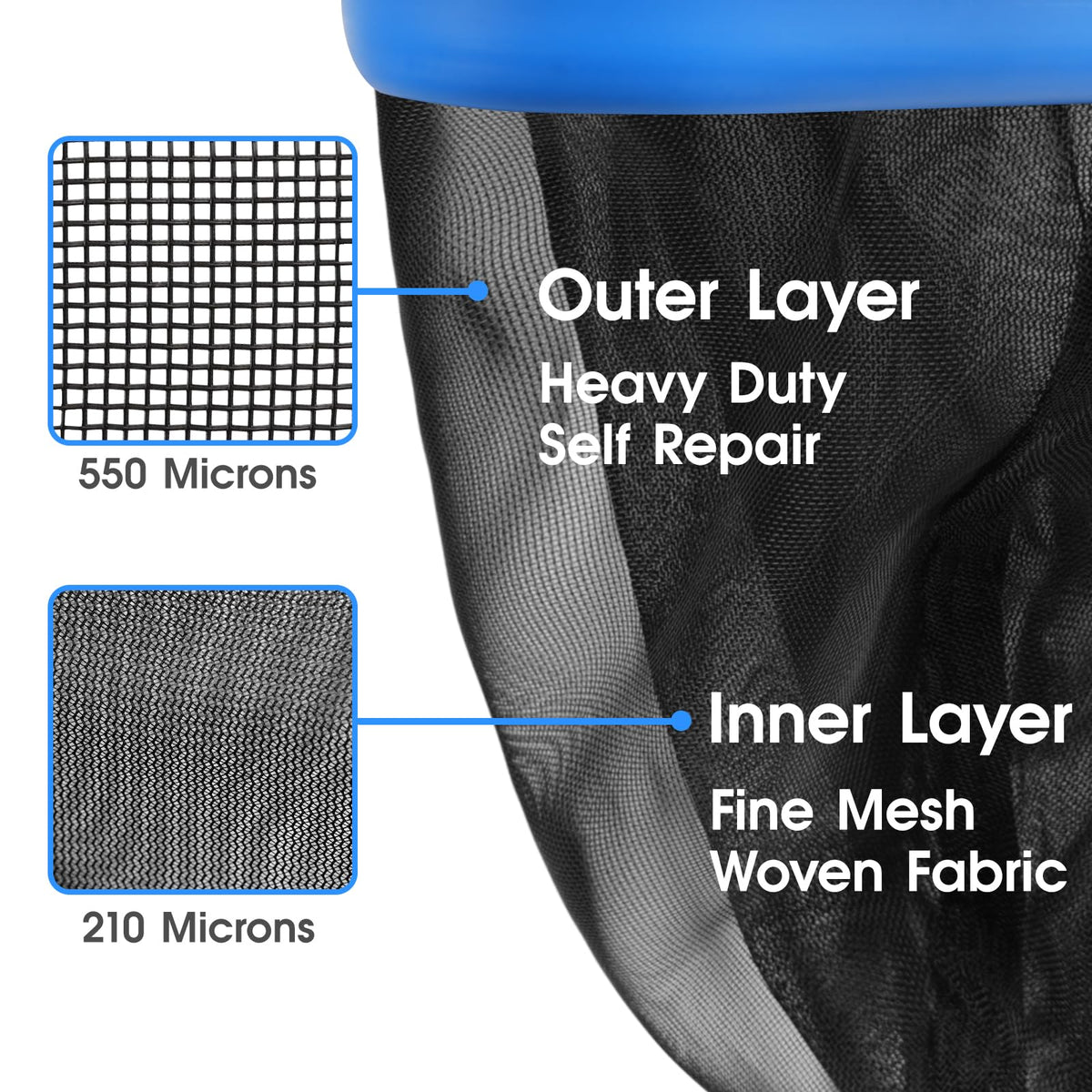 TidyMister pool net rake outer net shields inner mesh for durability