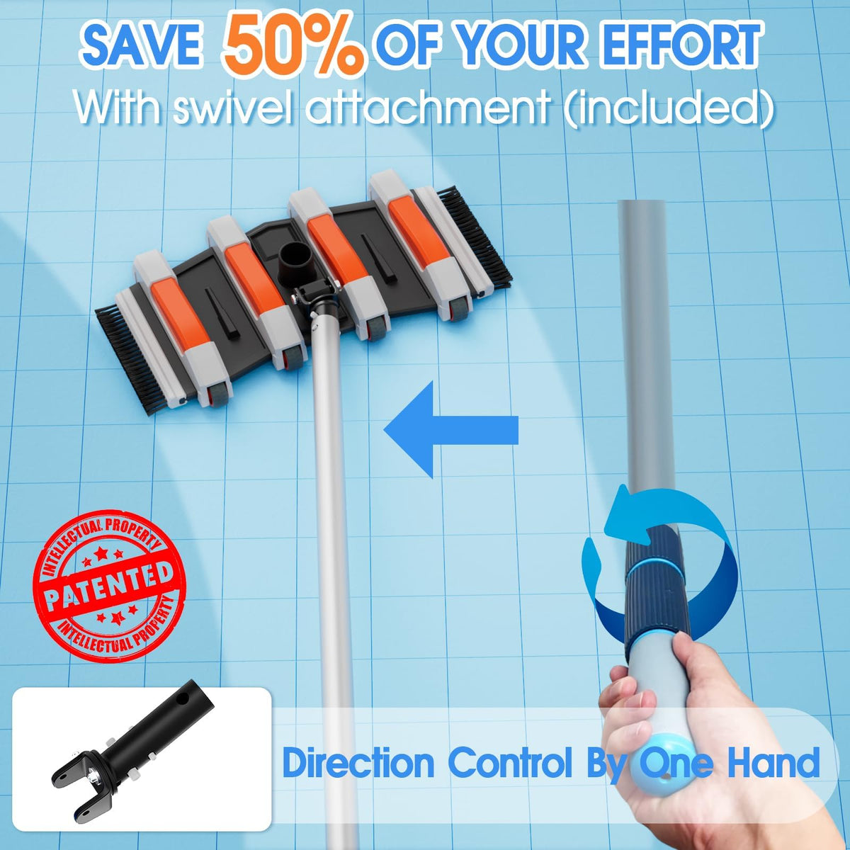 TidyMister vacuum head with side and bottom brushes for thorough debris pickup