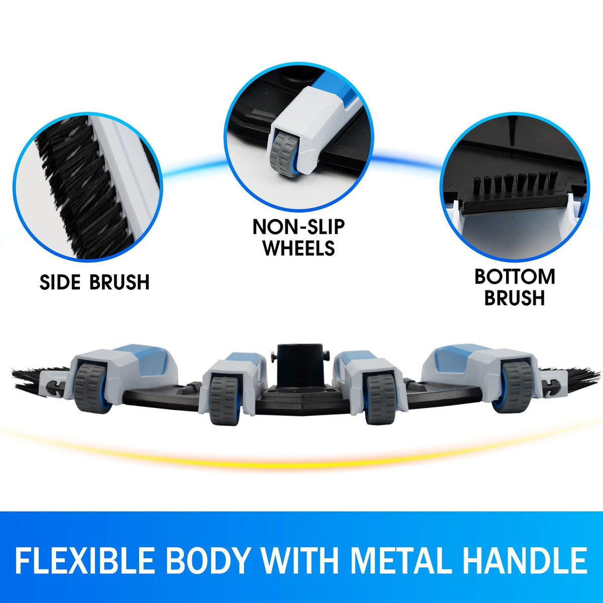 TidyMister vacuum head cleans vinyl liners and mosaic surfaces evenly.