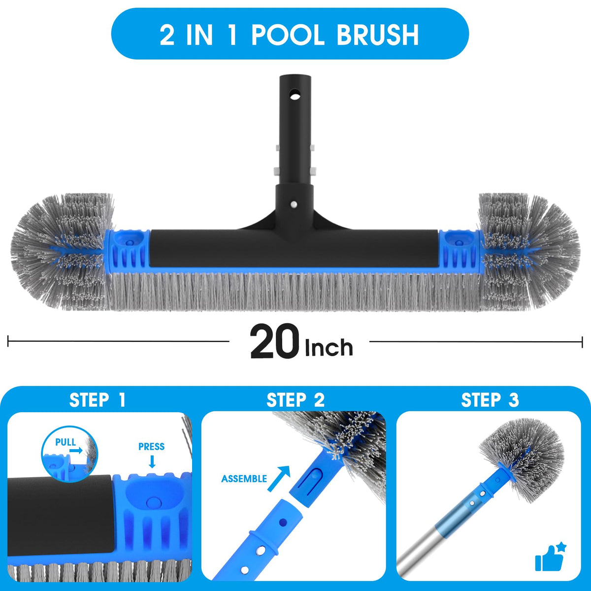 TidyMister wide 20 inch brush covers large areas, reducing cleaning effort.
