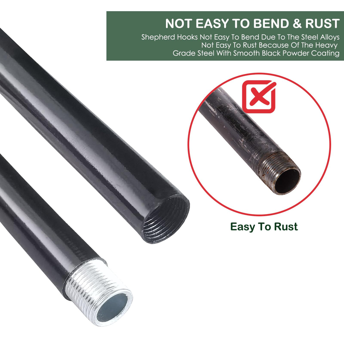 TIEBOLA rust-resistant outdoor hook suitable for lanterns, bird feeders, and garden decor.
