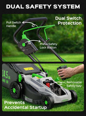 TIECTOWN lightweight mower at 25 pounds for easy maneuverability