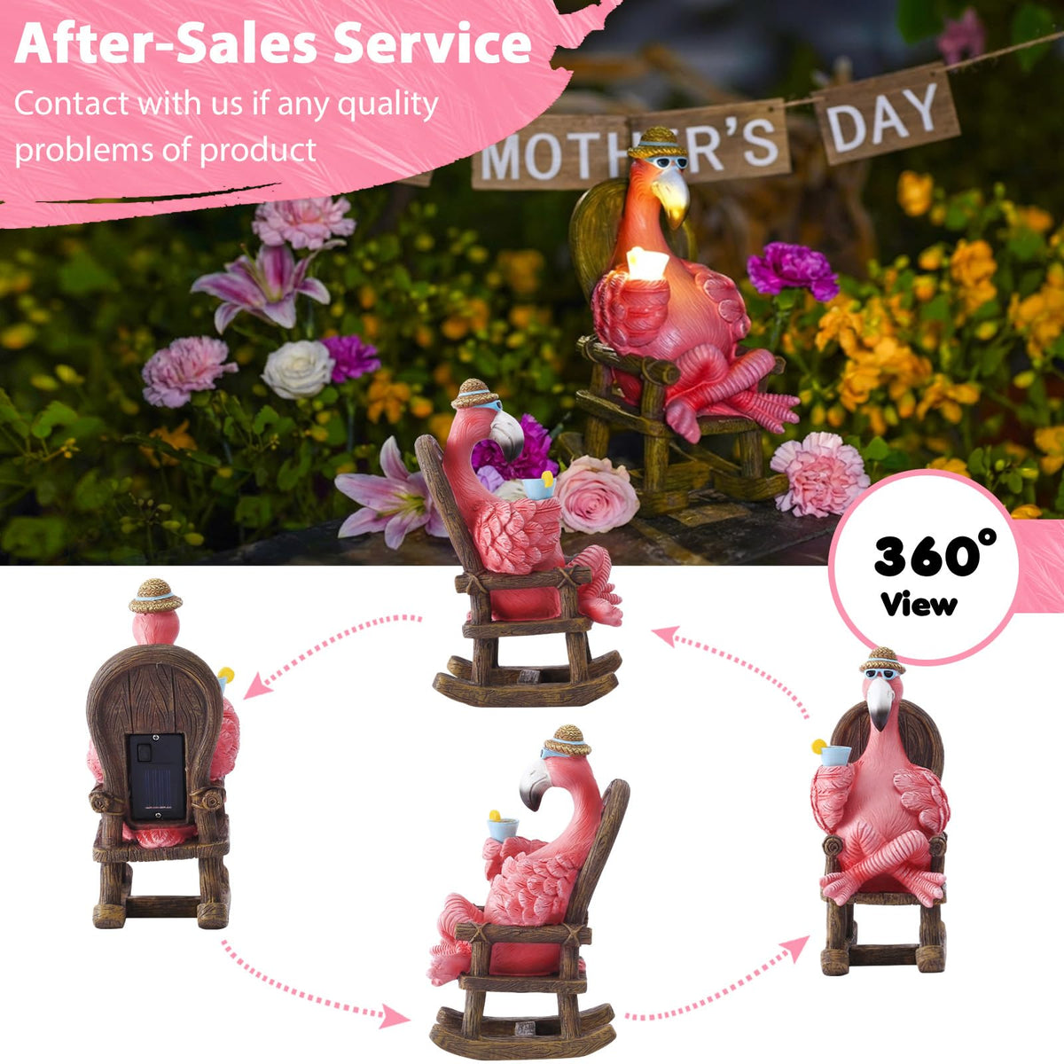 Tiejiajiang hand-painted resin flamingo garden decor enhances yard aesthetics with vibrant colors.