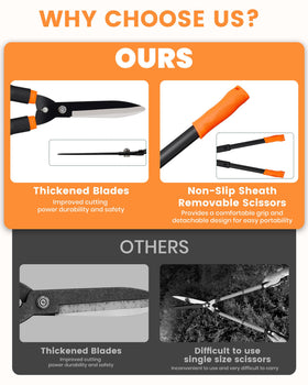 Tiemlet hedge shears ergonomic design supports comfortable extended pruning.