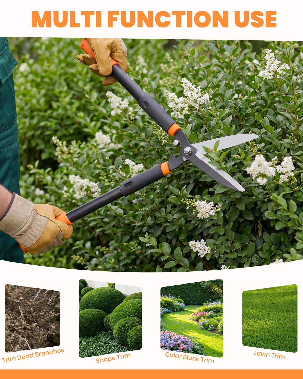 Tiemlet hedge shears storage friendly design for easy organization.