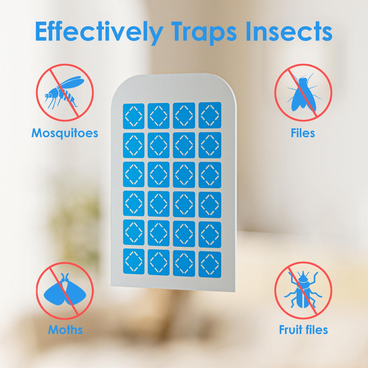 Closeup of TIENBE adhesive on a glue card catching tiny insects.