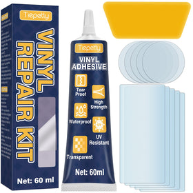 Tiepetly vinyl repair kit patch closeup shows strong waterproof bonding