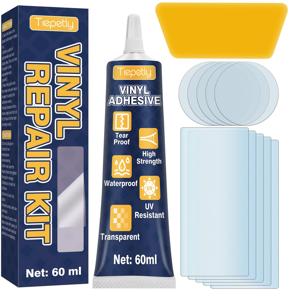Tiepetly vinyl repair kit patch closeup shows strong waterproof bonding