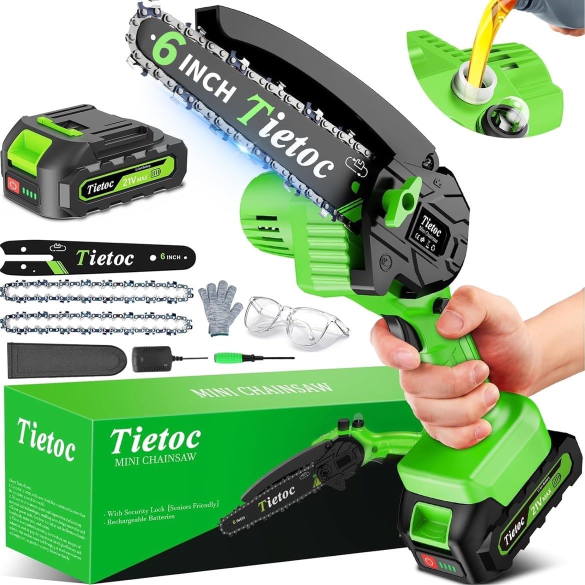 Tietoc mini chainsaw on bench for compact power in home projects