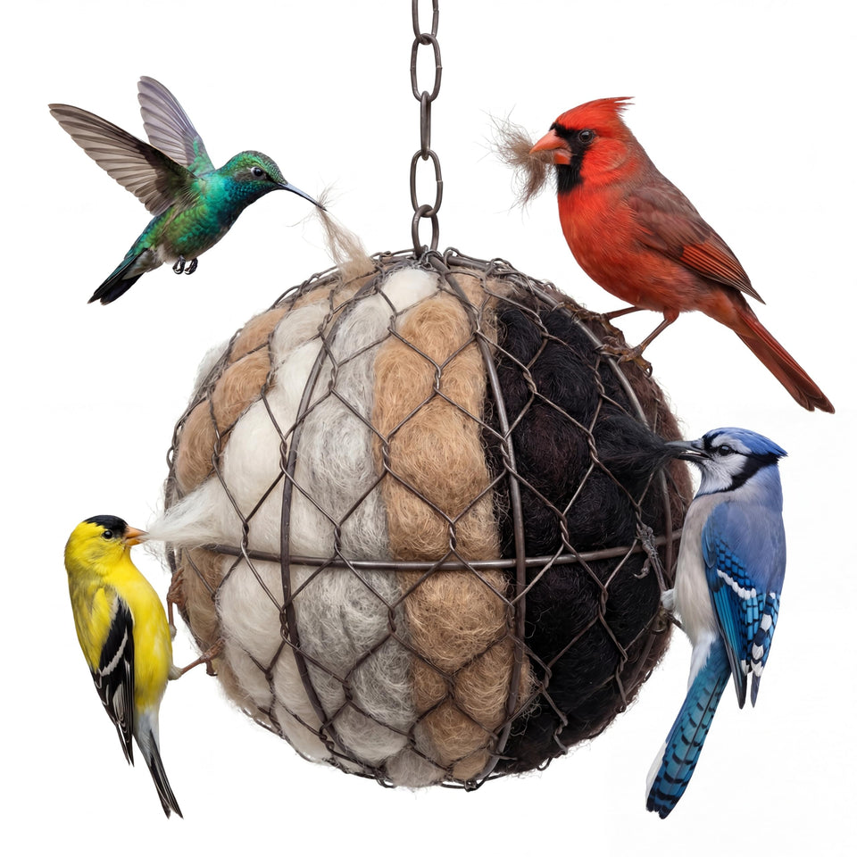 Tiezzi Alpaca Nest Heart front view, inviting birds to your garden with natural fibers.